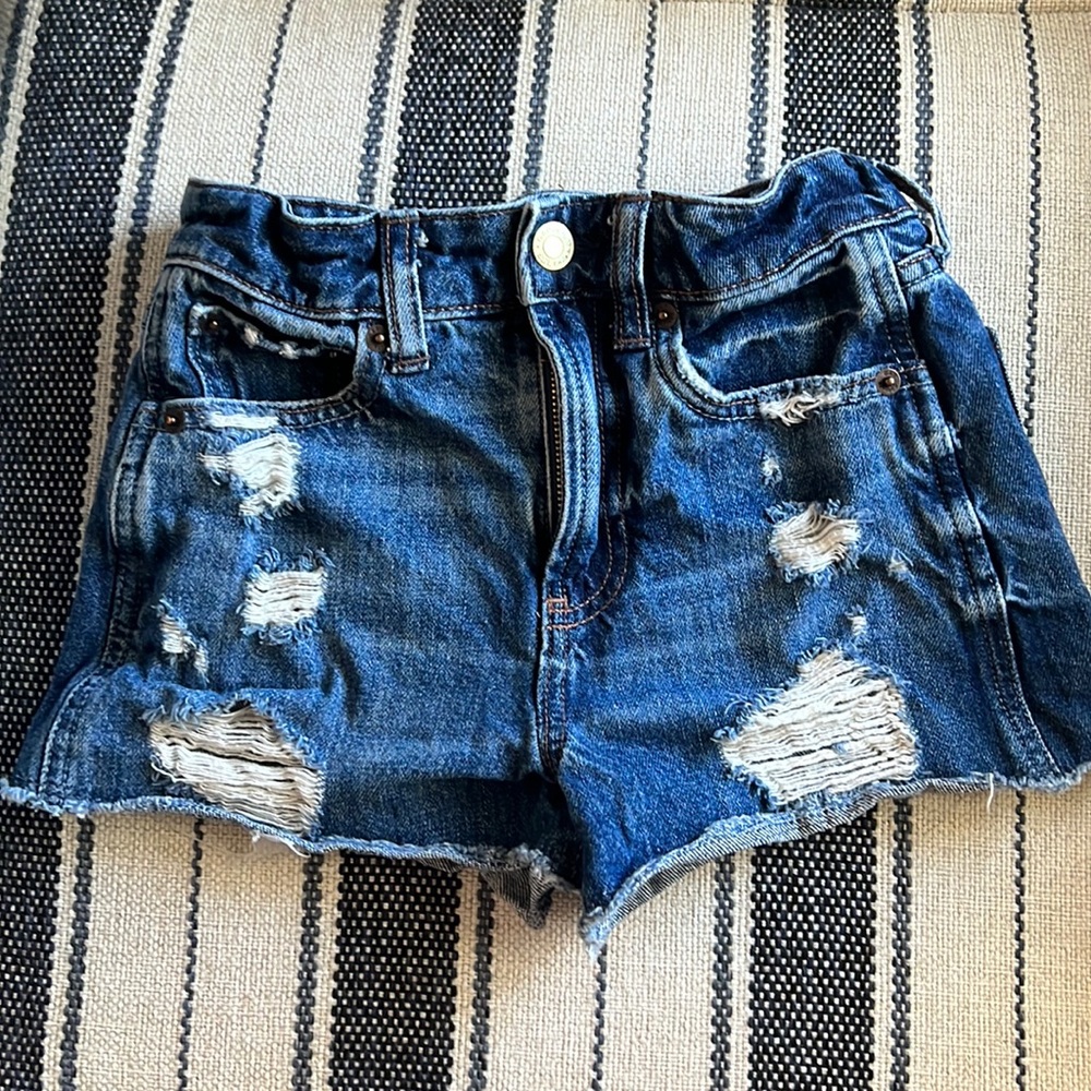 High-Rise Gap Junior Distressed Denim Shorts